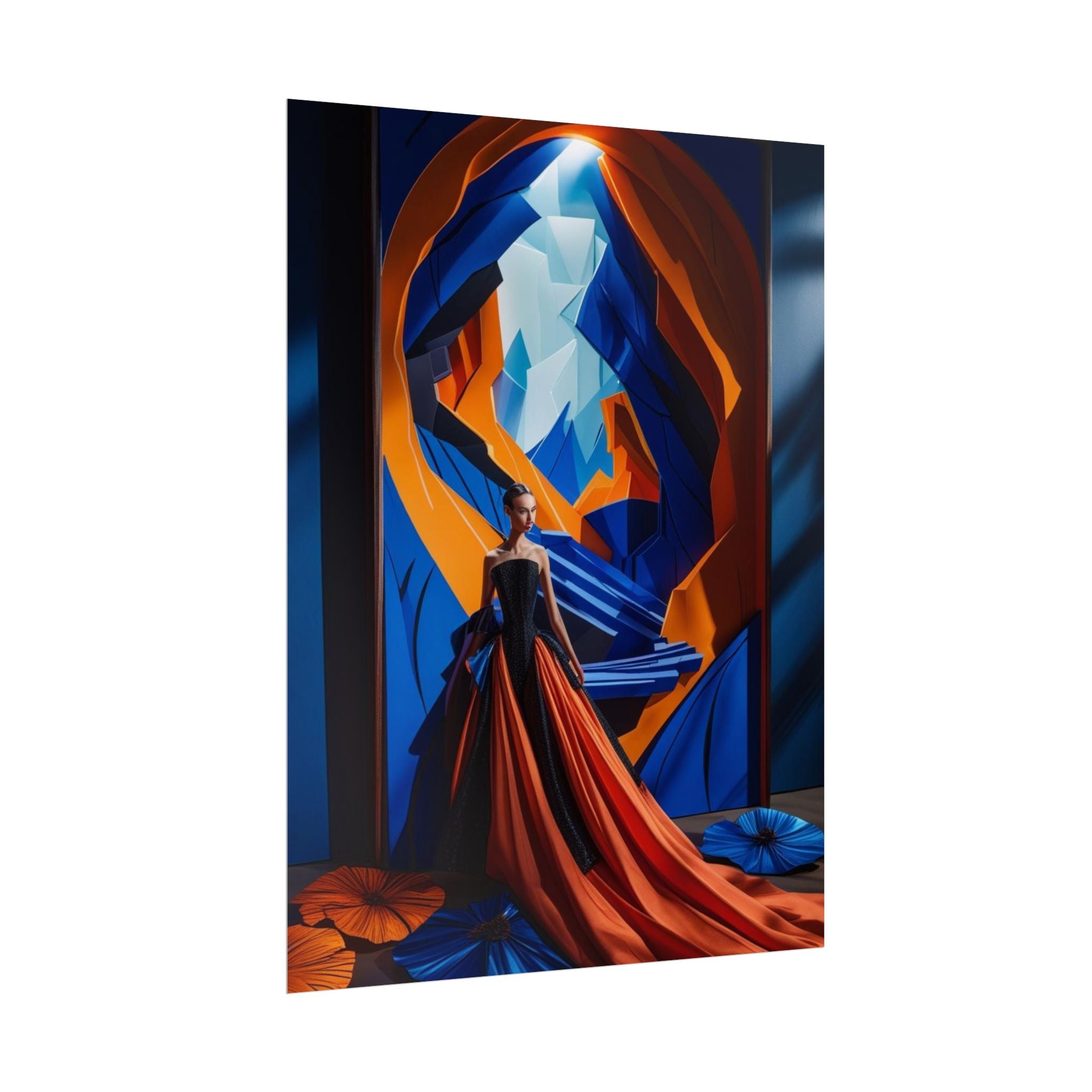 Dramatic Fashion in Orange & Blue